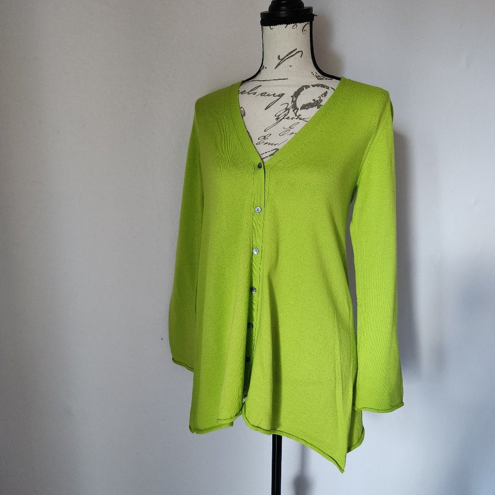 NWoT Fabrizio Del Carlo Made in Italy Cotton Cashmere Cardigan V-Neck Green Sz.M